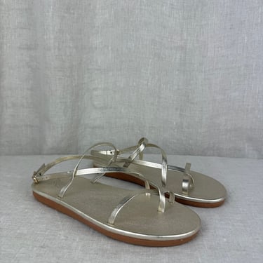 Ancient Greek New Alethea Gold Metallic Sandals Size 8