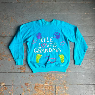 Vintage 1980s Custom ‘Kyle Loves Grandma’ Raglan Sweatshirt 