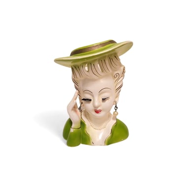 1950s Vintage Tilso Lady Head Vase, Headvase Woman Bust Planter, Japan Handcrafted Porcelain, Mid Century Modern, Vintage Home Decor 