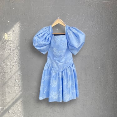 Light Blue Puff Sleeve Party Dress