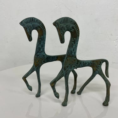 Etruscan Horse Sculptures Sleek Style of Hagenauer 1960s Patinated Bronze 
