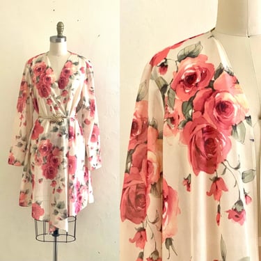 vintage 90's floral printed duster robe cover up 