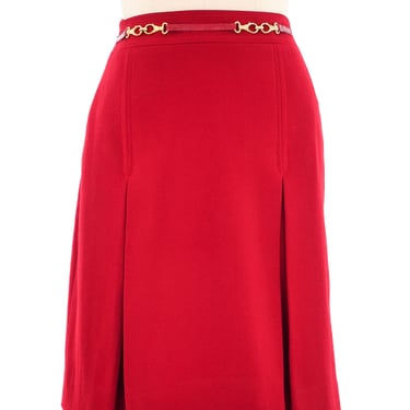 Celine Red Wool Horsebit Skirt