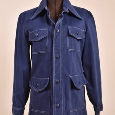 Blue 70s Disco Jacket By Sears, M