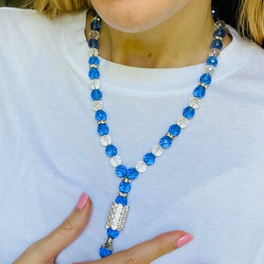 Vintage Portuguese Blue Crystal Necklace