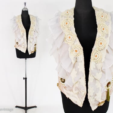 1990s Vintage Fabric Vest | Art Dressing | One-of-a Kind Vest | Georgia Madrid | One Size 