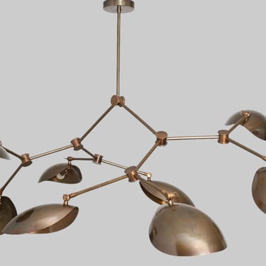 MASSIVE 8 OVERSIZE SCOOP Brass chandelier Mcm Style 