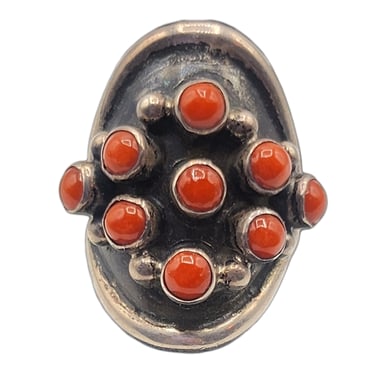 Late 20th Century Coral Cluster Silver Ring