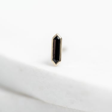 Single 9K Gold Mini Hexa Black Spinel Stud