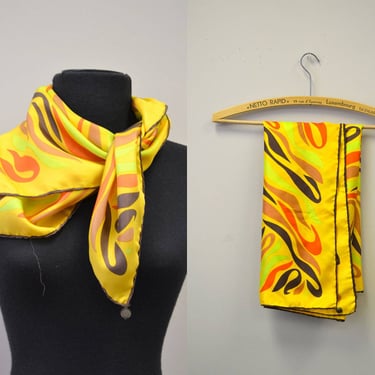 1970s Silk Waves Scarf 