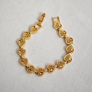 Vintage Gold Heart Link Bracelet 