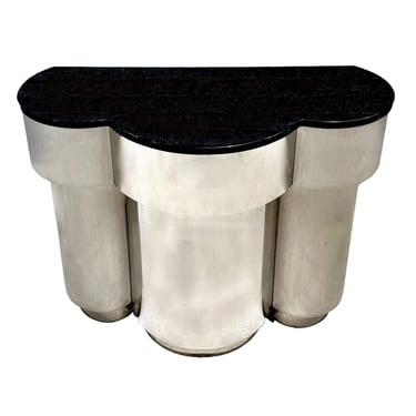 Brueton Polished and Brushed Stainless Steel/Granite Console, 1970