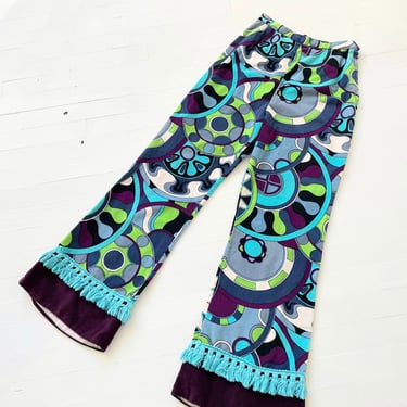 1970s Pucci-esque Velour Tasseled Pants 