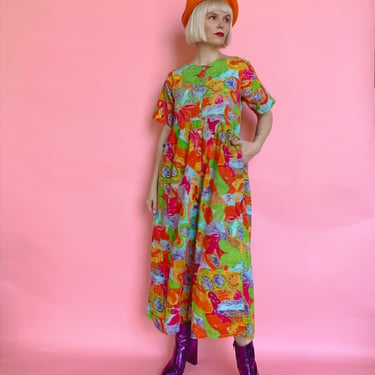 Vintage 80s Fruity Colorful Jumpsuit 