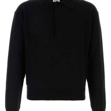 Saint Laurent Men Black Wool Polo Shirt