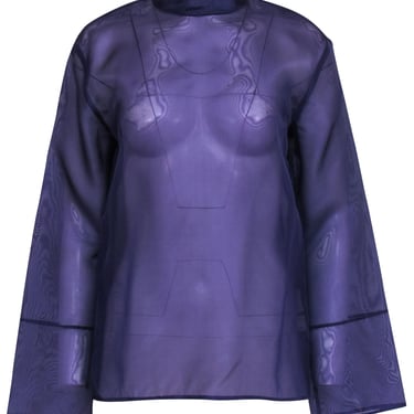 Lapointe - Dark Purple Silk Sheer Zipper Back Top Sz 6