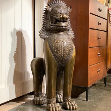 Antique Bronze Khmer Guardian Lion Statue - *Please ask for a shipping quote before you buy. 