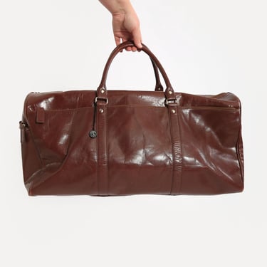 M London brown cognac leather duffle bag 