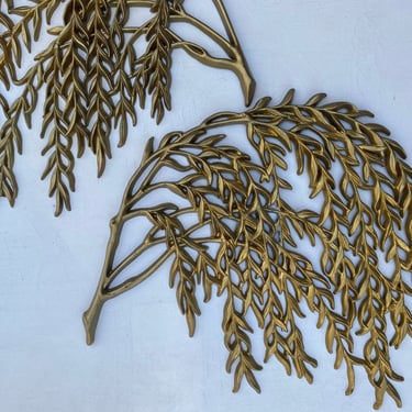 Mid Century Modern Burwood Willow Branch Wall Hangings, Gold Tone Weeping Willows, Hollywood Regency Wall Decor, Zen 