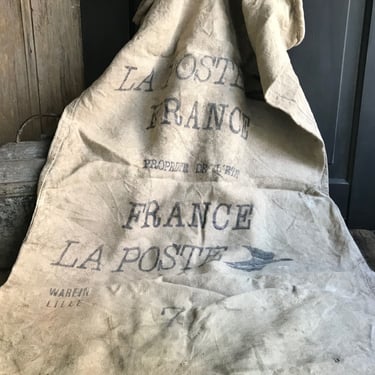 French La Poste Sack, Large Postal Bag, Cotton, Hemp, Upholstery Sewing Projects Fabric 