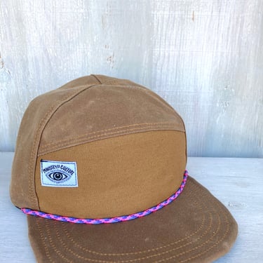 Handmade 6 Panel Hat, Triangle Front Baseball Cap, Waxed Canvas Camp Hat, Snap Back Hat, 7 Panel Tan Hat, gift for him, gift for her 