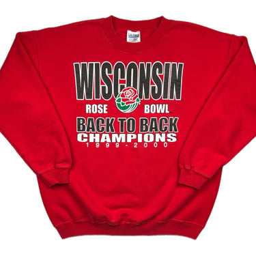 Vintage 1999/2000 University of Wisconsin Badgers Football Back To Back Rose Bowl Champions Crewneck Sweatshirt Pullover Size Large 