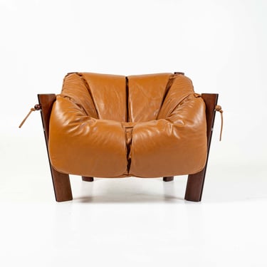 Percival Lafer MP-211 lounge chair in rosewood and Maharam Sorghum leather 