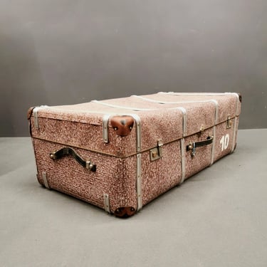 Vintage Large Travel Suitcase – Decorative Trunk, Retro Storage, Industrial Style, Made in 70's 