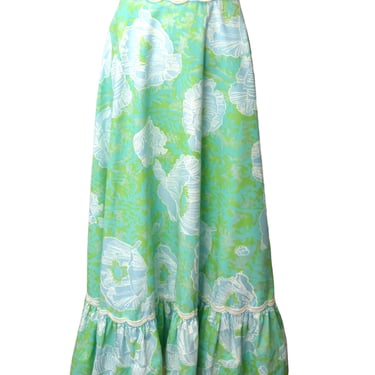 LILLY PULITZER- 1970s Floral Print Maxi Skirt, Size 10