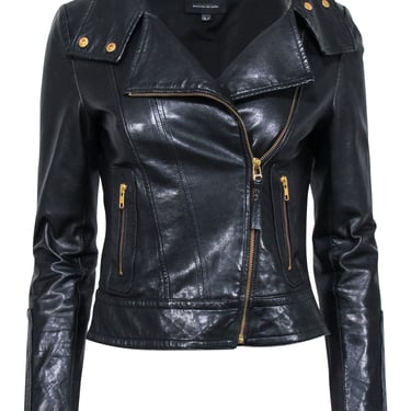 Mackage x Aritzia - Black Leather Moto Jacket Sz XS