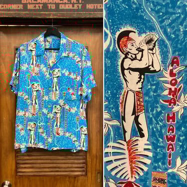 Vintage 1960's “Penney's” Asian Eagle Rayon Tiki Hawaiian
