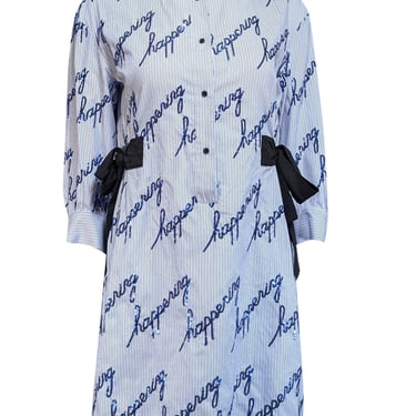 Sandro - Blue & White Striped Embellished Shirtdress Sz 2