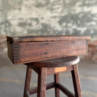 Antique Johnson’s Portable Harness Shop Wood Crate Cincinnati 