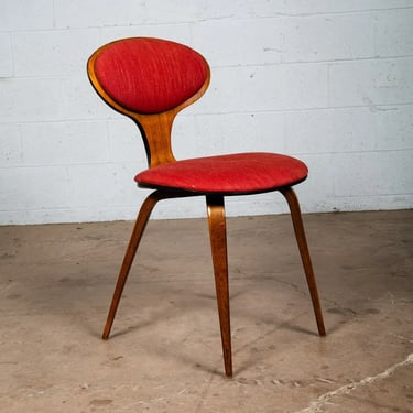 Mid Century Modern Side Chair Red Plycraft Cherner Upholstered Walnut Vintage