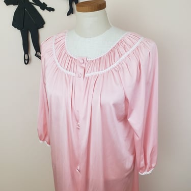 Vintage 1960's Pink Peignoir Robe/ 70s Lounge Wear Lingerie M 