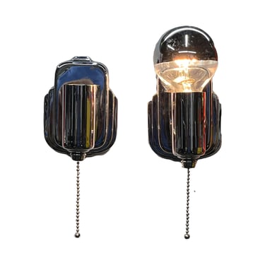 1940s chrome power room sconces by lightolier #2416 