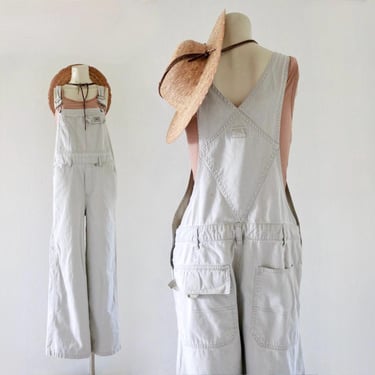 worrrn beige carpenter overalls - m - vintage 90s y2k Calvin klein womens size medium chino pants trousers bib style minimal 