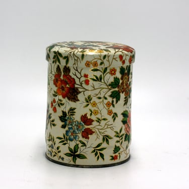vintage Daher round floral tin with lid 