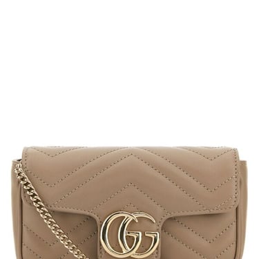 Gucci Women Cappuccino Leather Mini Marmont Clutch