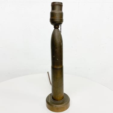 Vintage Table Lamp Military Artillery Shell Bullet Design Patinated Bronze 