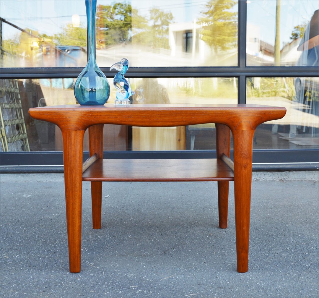 Teak Side Table by Johannes Andersen w/ Sultry Curves & Shelf Mid