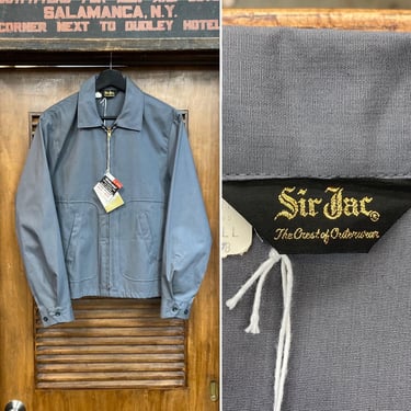 Vintage 1950’s -Deadstock- “Dan River” Grey Cotton Rockabilly Mod Windbreaker Jacket, Never Worn, 50’s Vintage Clothing 