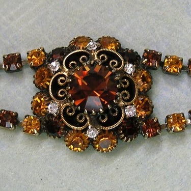 Vintage Hobe Rhinestone Bracelet, Old Hobe Rhinestone Bracelet, Hobe Costume Jewelry (#4560) 