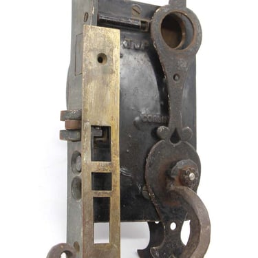 Antique Arts &#038; Crafts Wrought Iron Lever Entry Door Knob Set