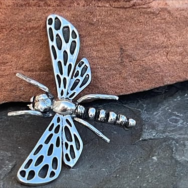 D'Molina ~ Mexican Sterling Silver Detailed Dragonfly Pin / Brooch 