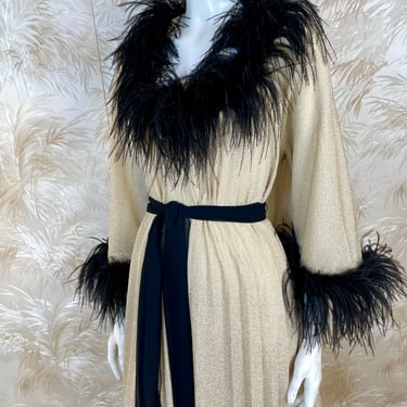 1960’s Christian Dior Ostrich Trim Dressing Gown