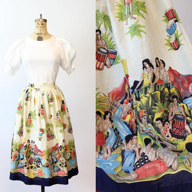 1950s NATIVE HAWAIIAN novelty print skirt medium | new spring summer 
