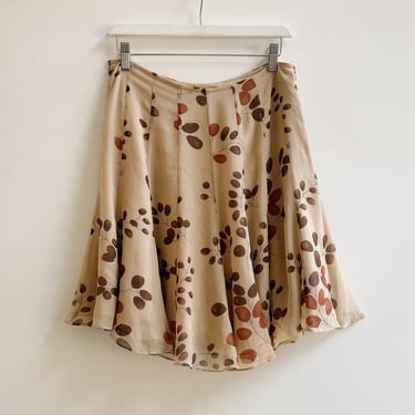 Tan Silk Ruffled Skirt