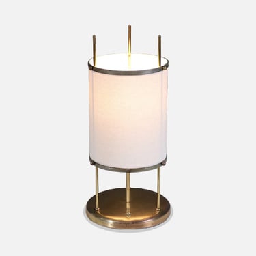 Mid-Century Modern Trident Column Style Brass Table Lamp