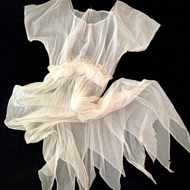 1910s Sheer Mesh Dress with Handkerchief Hem - Slightly As-Is - Size XS